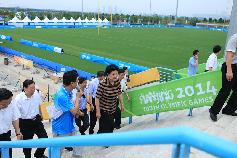 2014年8月6日,国务院副总理刘延东一行参观我司承建的青奥体育公园赛场。